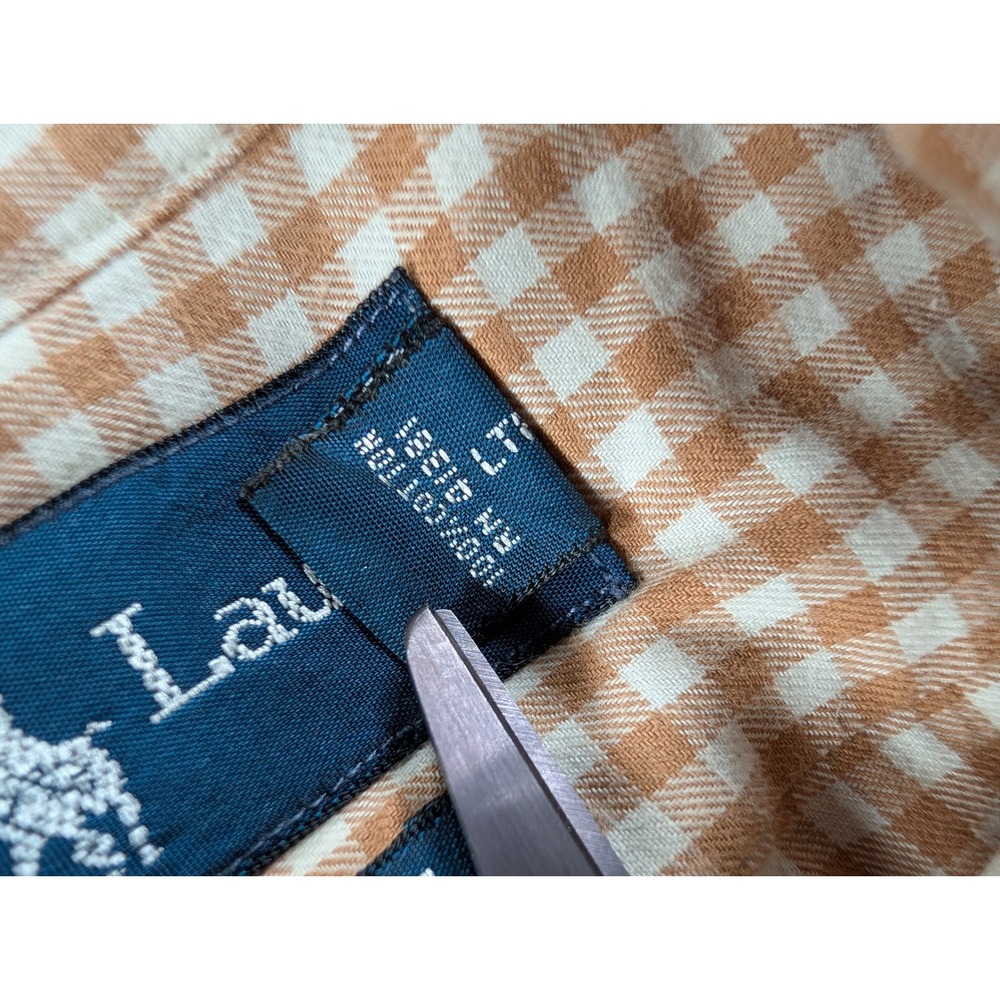 Ralph Lauren Mens XL Classic Fit Tan Gingham Plaid Button Down Shirt Long Sleeve - Picture 4 of 9